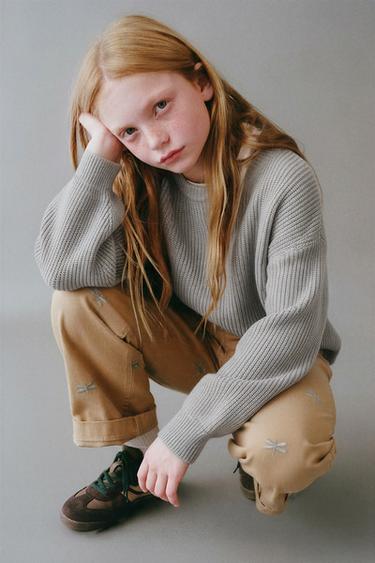 PANTALÓN RECTO BICHOS BORDADOS LIMITED EDITION  - Beige de Zara