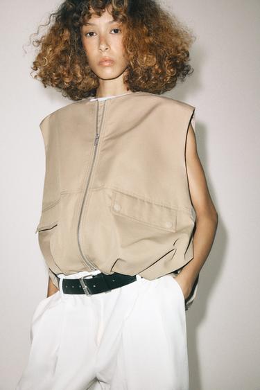 Zara OVERSIZED VEST ZW COLLECTION - Beige