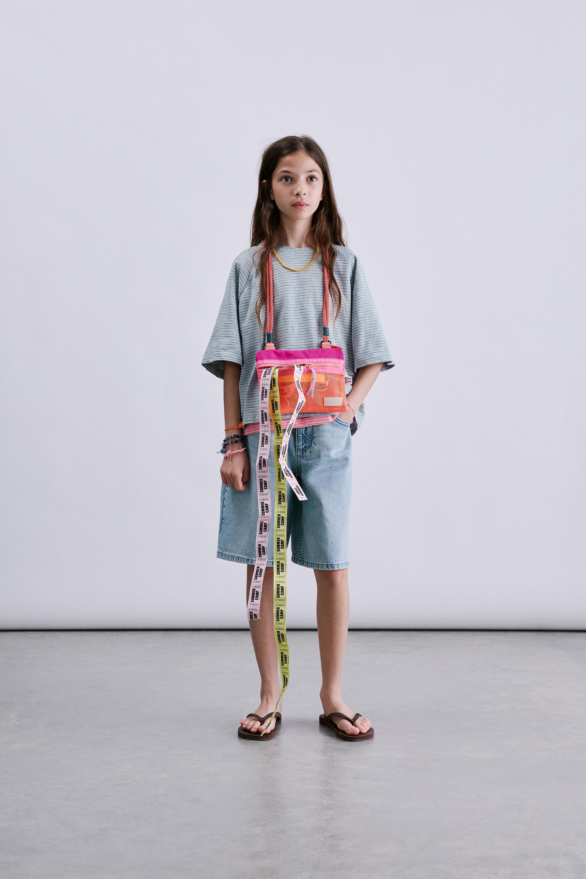 STRIPED RAGLAN SLEEVE T-SHIRT — Pastel blue