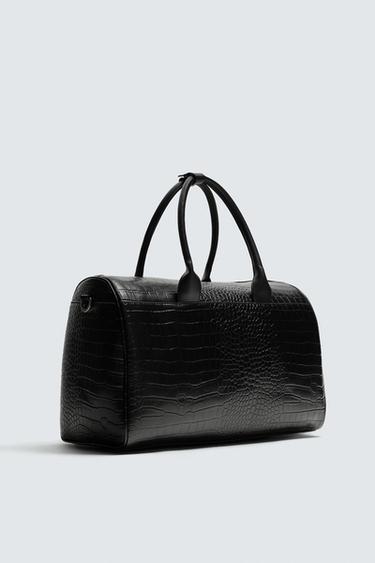 SAC DE VOYAGE GRAVÉ FAÇON CROCODILE - Noir de Zara - Image 4