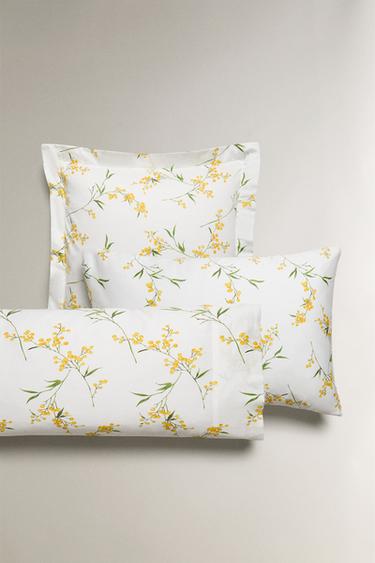 MIMOSA PRINT SATEEN PILLOWCASE - Oyster-white by Zara - Image 0
