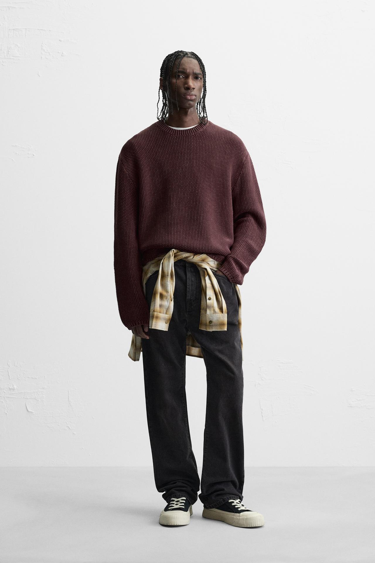 RELAXED FIT SWEATER - Burgundy by Zara