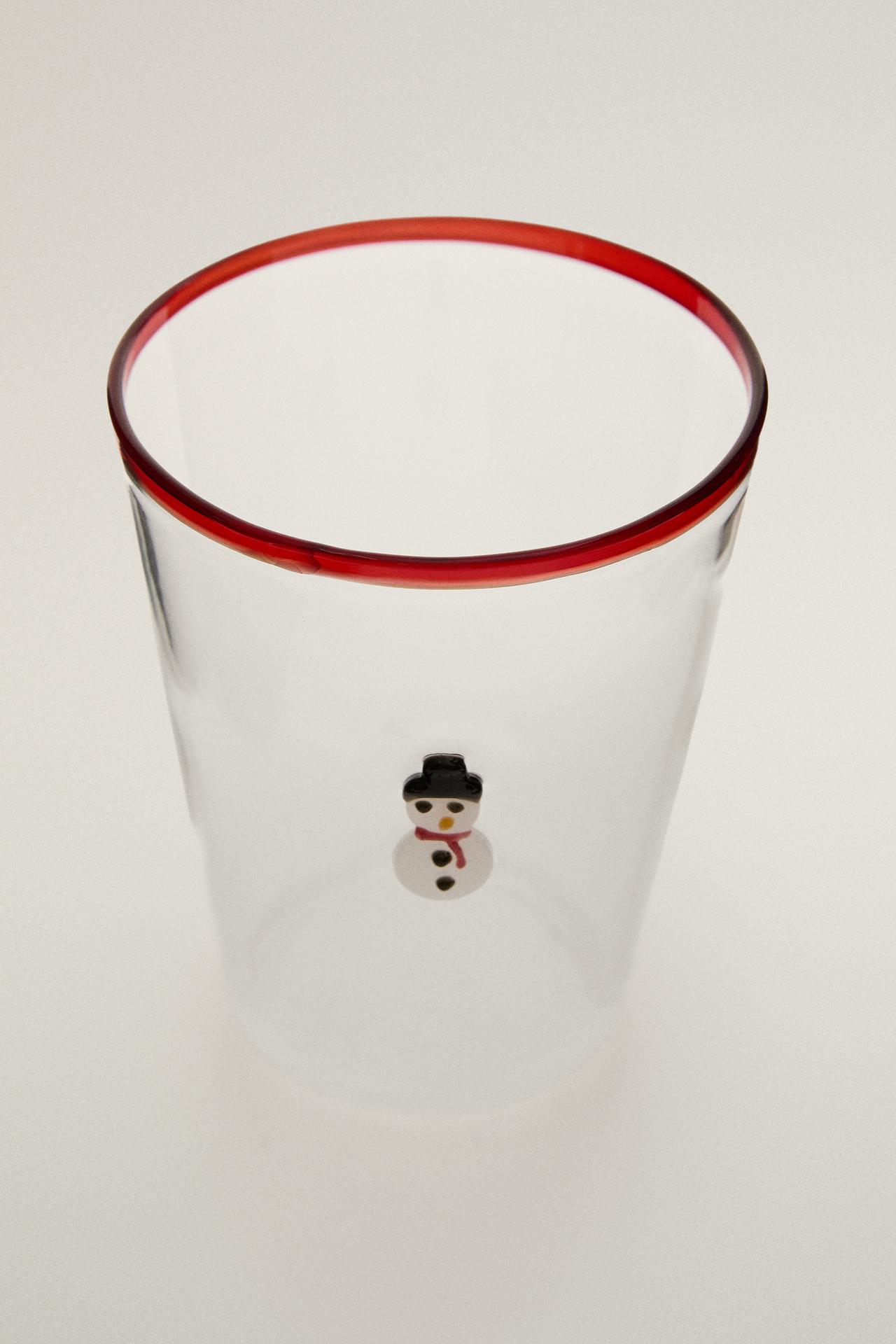 CHRISTMAS SNOWMAN BOROSILICATE GLASS TUMBLER — Red