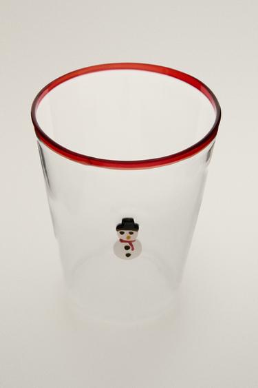 CHRISTMAS SNOWMAN BOROSILICATE GLASS TUMBLER — Red 2