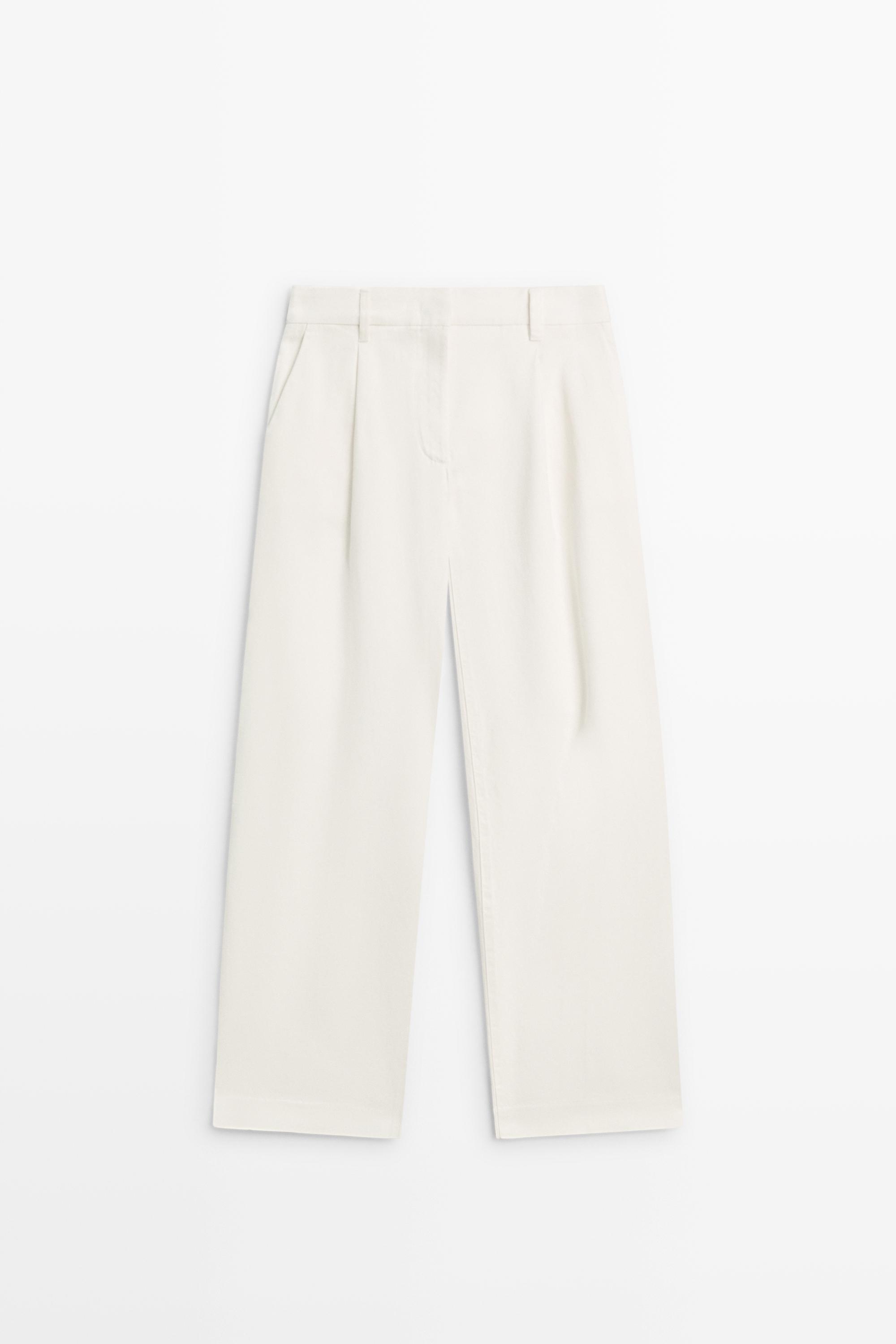 Pantalon wide leg taille basse à pinces