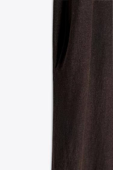 ZW COLLECTION LINEN BLEND LONG JUMPSUIT - Brown by Zara - Image 5