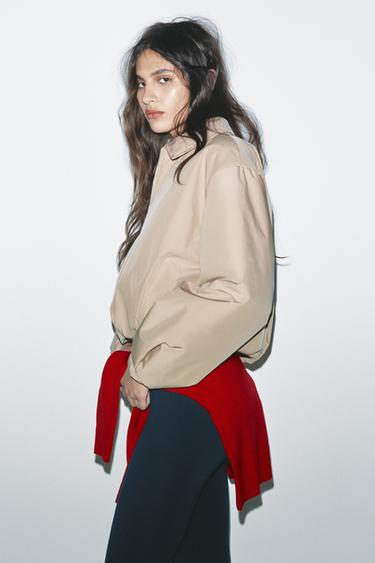 Zara ZIPPERED SHORT JACKET - taupe brown