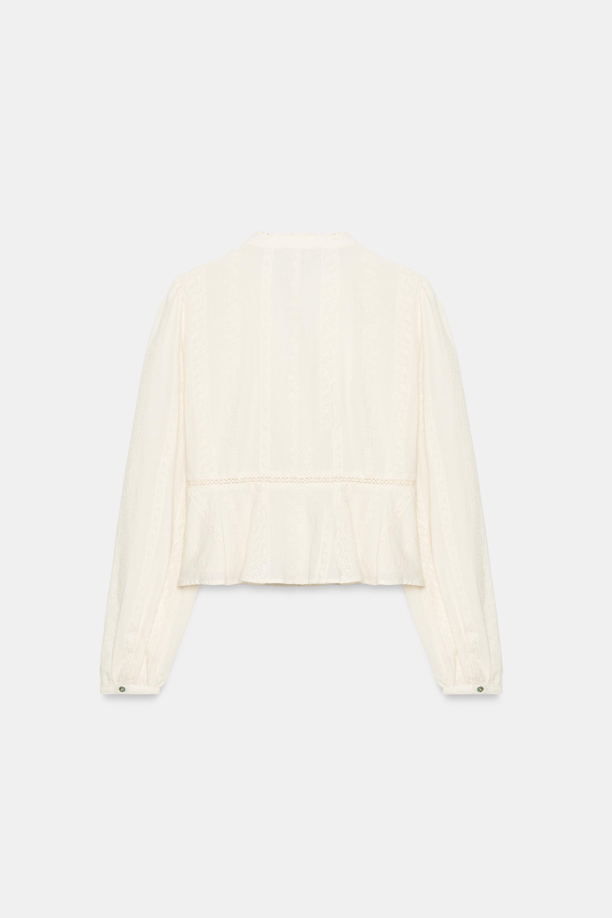 Женские блузки Zara EMBROIDERED ROMANTIC BLOUSE — фото 10