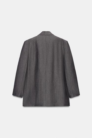 ZW COLLECTION STRAIGHT BLAZER WITH LINEN - Grey by Zara - Image 6