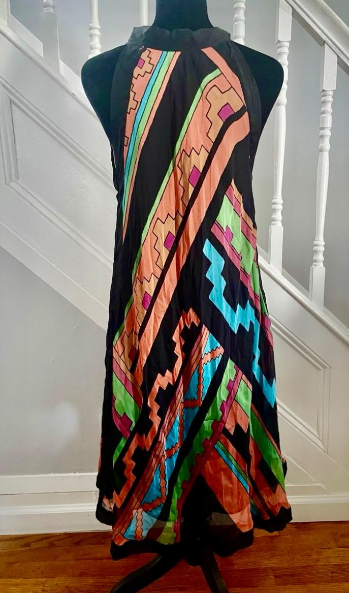 SLEEVELESS ALINE MULTICOLOR 100 SILK DRESS - Image 2