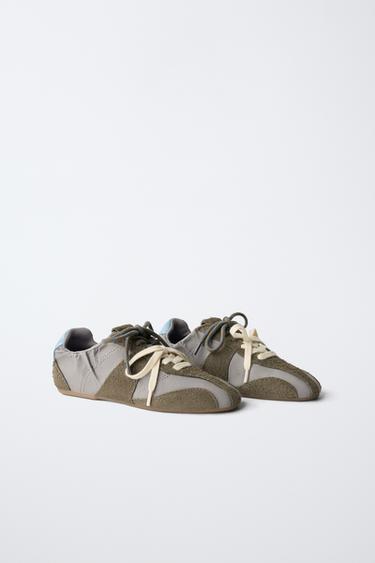 COMBINATION LEATHER SNEAKERS — Gray 2
