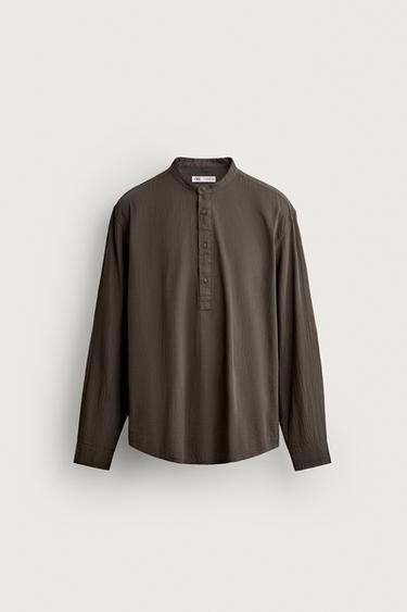 ПОЛО РИЗА С НАМАЧКАН ЕФЕКТ - Кафяв / Сивокафяв от Zara