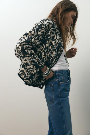 JAQUETA ACOLCHOADA COM ESTAMPA ANIMAL PRINT - Preto / Branco da Zara