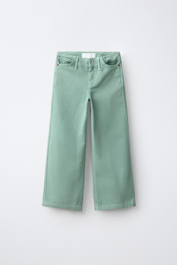 WIDE-LEG JEANS WITH BELT LOOPS - washed green by Zara - Image 0