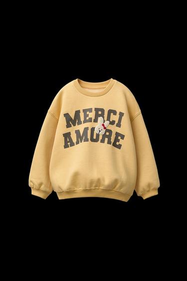 VARSITY SWEATSHIRT WITH CURLY PATCH APPLIQUÉ - camel by Zara
