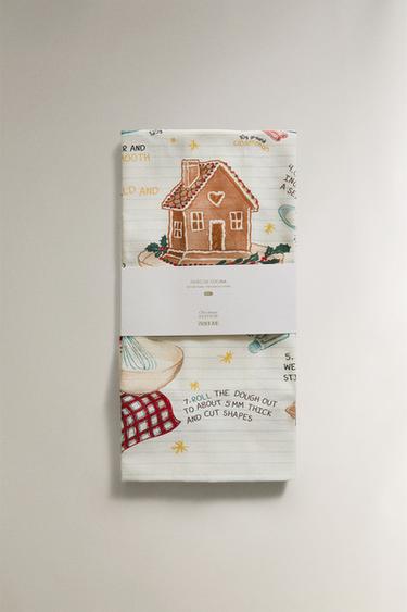 COTTON TEA TOWEL WITH CHRISTMAS LIST PACK (PACK OF 2) - Red by Zara - Image 4