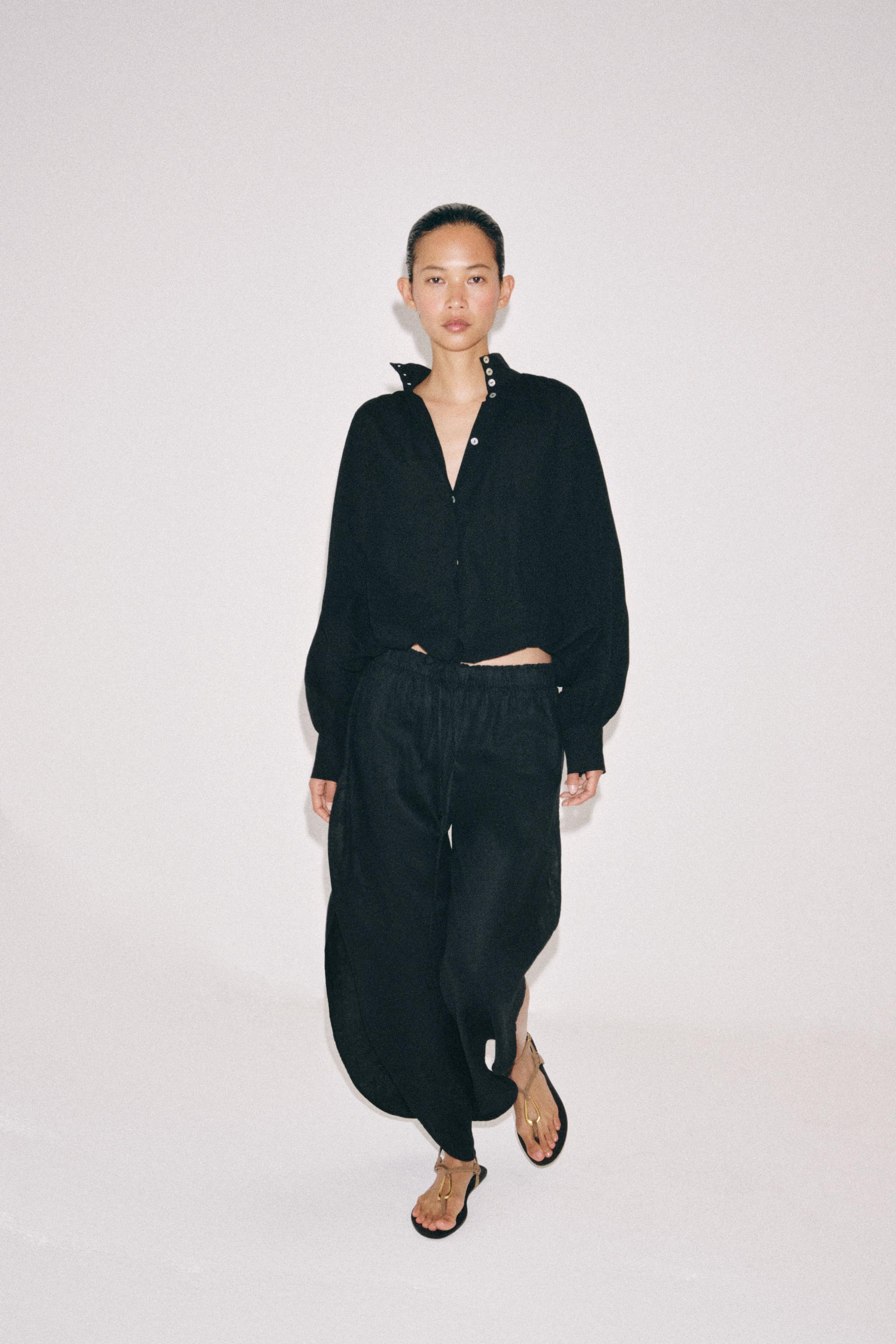 ZW COLLECTION HIGH NECK SHIRT — Black