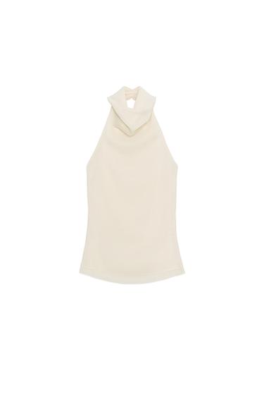 FLOWING HALTER TOP - Ecru by Zara