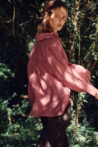 CHEMISE FLUIDE OVERSIZE SEMI-TRANSPARENTE - MARSALA de Zara - Image 5