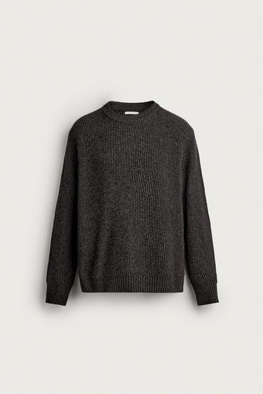 STRUCTURED REGULAR FIT SWEATER — Gray marl 1