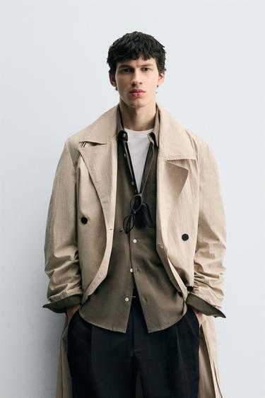 OVERSIZE FIT TRENCH COAT - Oyster-white by Zara - Image 1