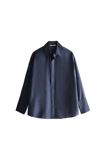 SEMITRANSPARENTES OVERSIZE-HEMD - Mittelblau von Zara