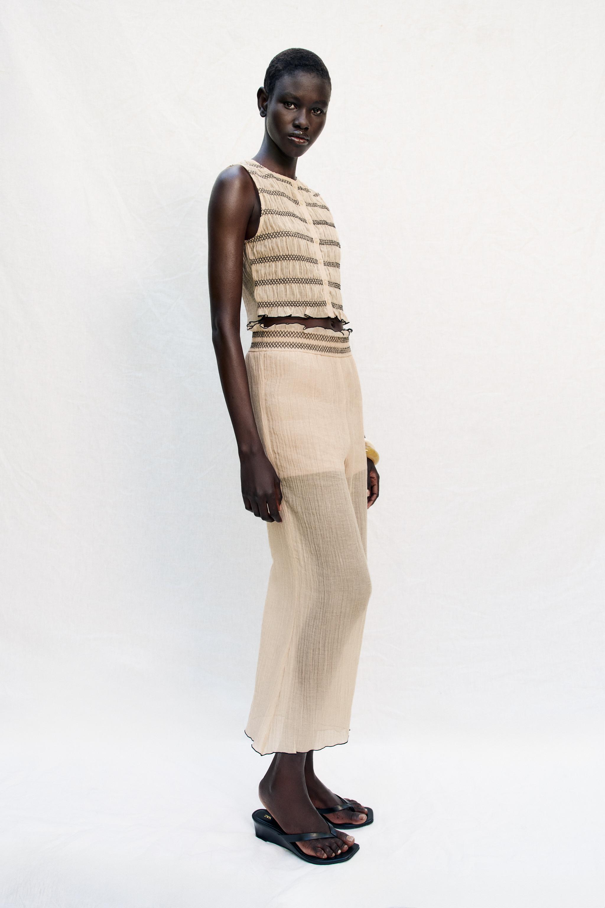 Женские брюки Zara CULOTTES WITH CONTRASTING SEAMS — фото 3