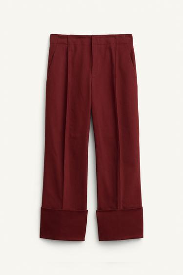 Zara LIMITED EDITION CAPRI PANTS - Wine