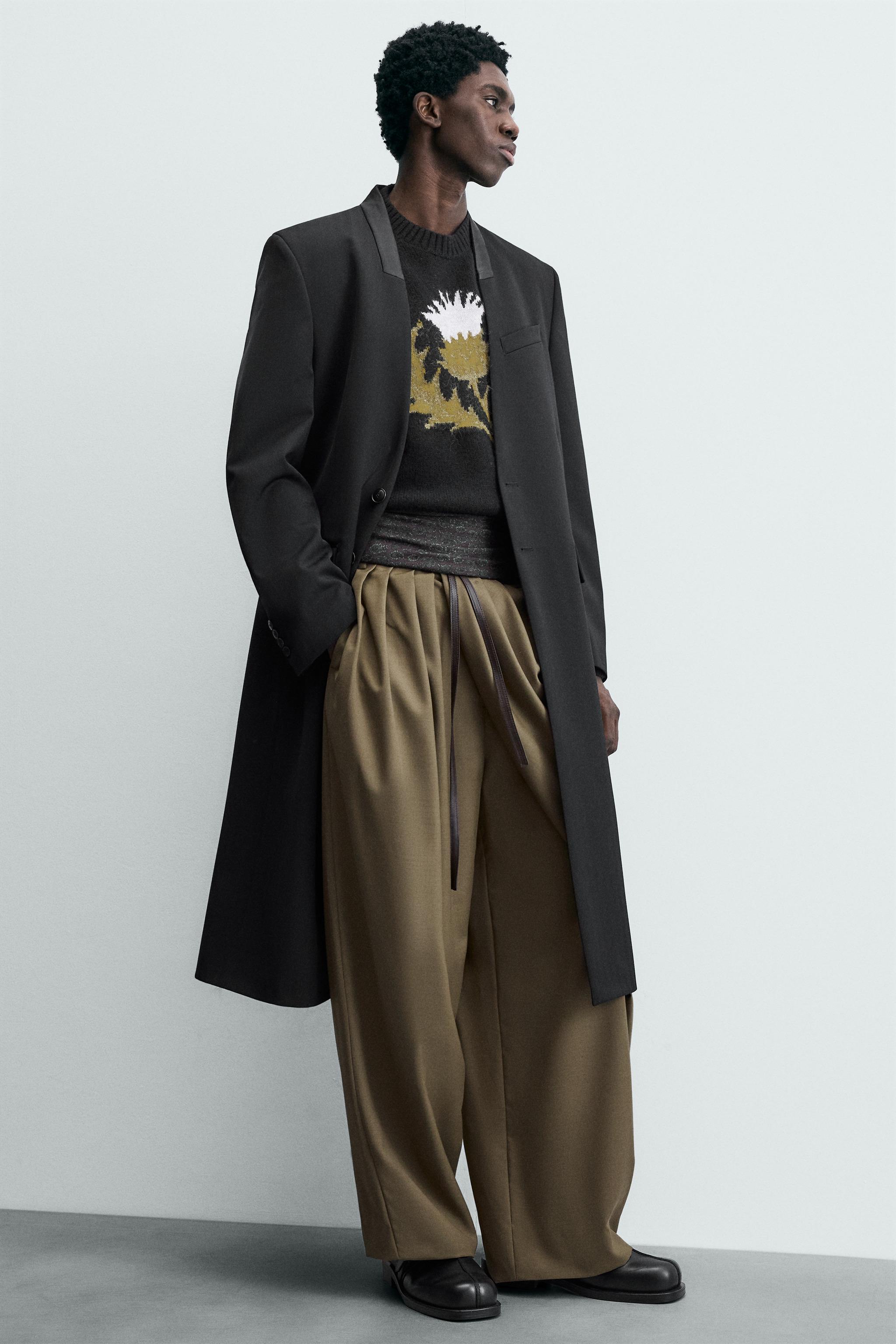 ストライプ柄ジャカードフロックコート - ブラック | ZARA Japan / 日本
