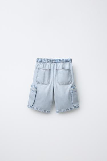 URBAN DENIM CARGO BERMUDA SHORTS - Blue by Zara - Image 1
