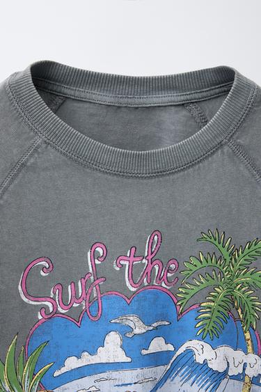 T-SHIRT IMPRIMÉ SURF - Gris anthracite de Zara - Image 2