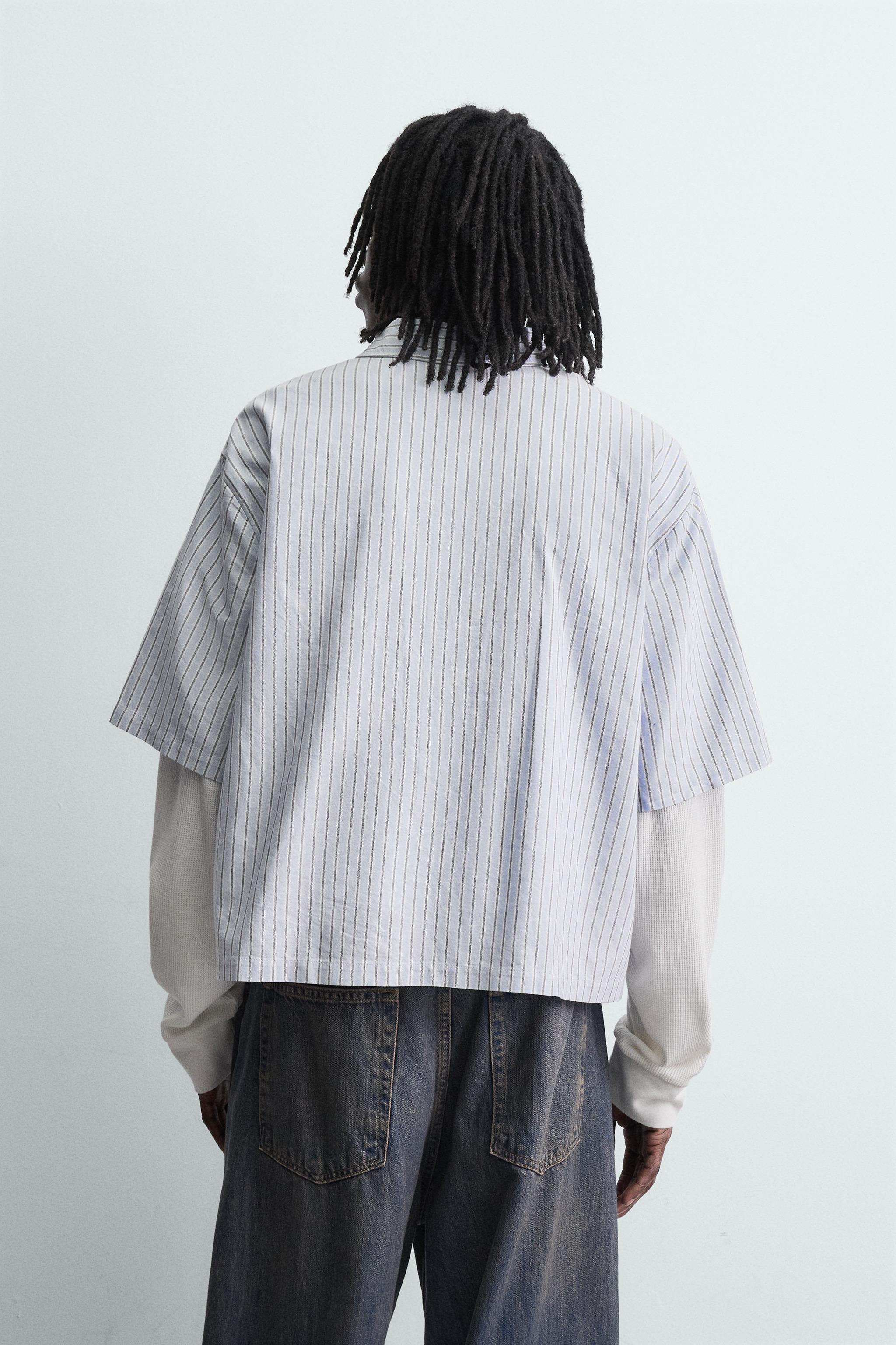 DOUBLE EFFECT SLEEVE STRIPED SHIRT