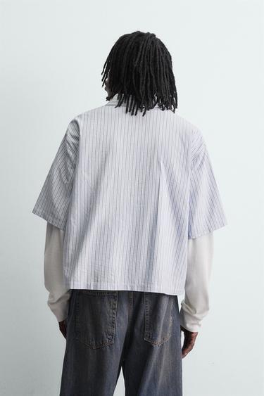 STRIPED SHIRT WITH DOUBLE EFFECT SLEEVES - Blue by Zara - Image 2
