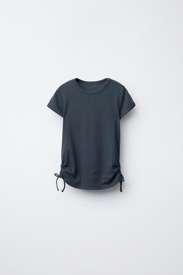 CAMISETA COM LAÇOS - Petróleo da Zara