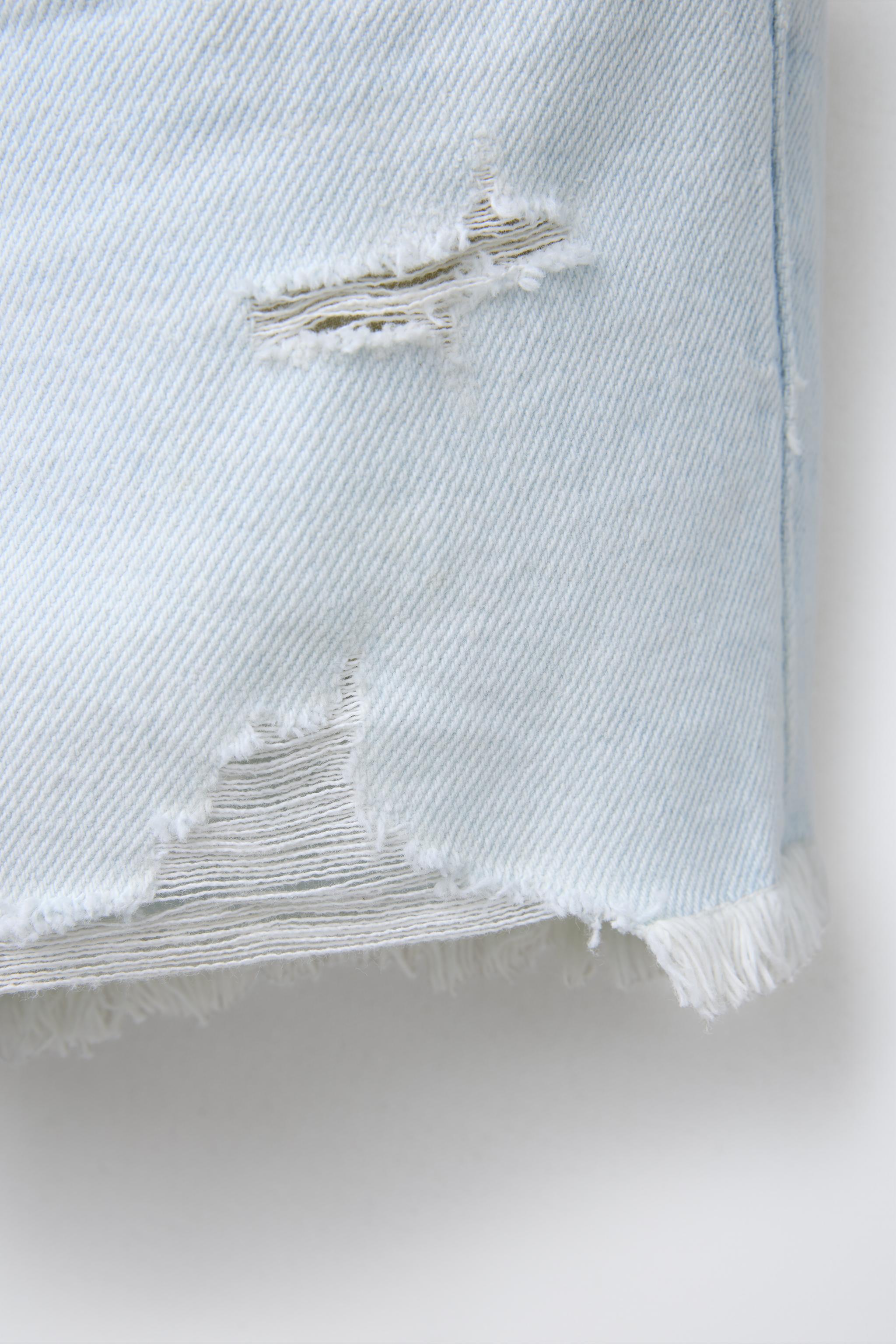 RIPPED DENIM SHORTS - Sky blue | ZARA United States