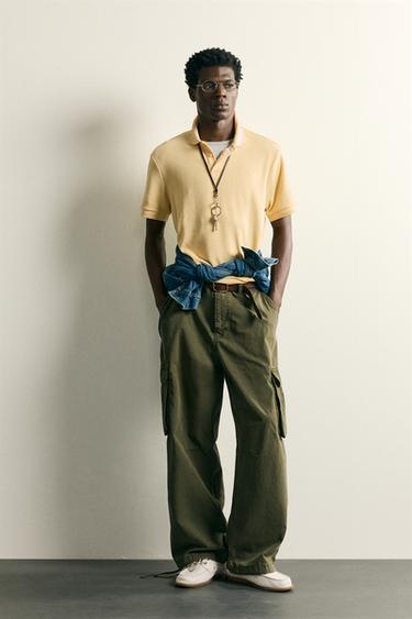 REGULAR FIT STRIPED JACQUARD POLO SHIRT - Yellow by Zara