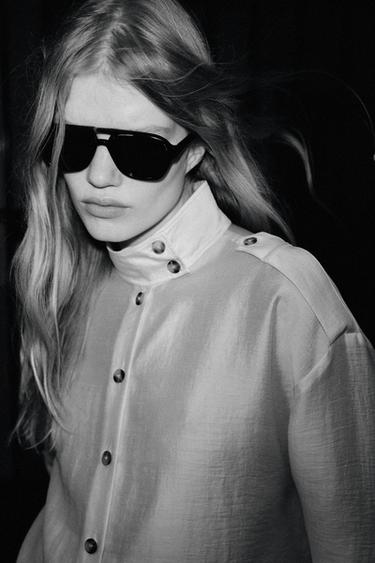 FLOWING HIGH NECK SHIRT - Ecru by Zara - Image 3