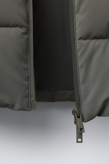 LONG COAT WITH RUBBER LABEL - Light khaki by Zara - Image 7