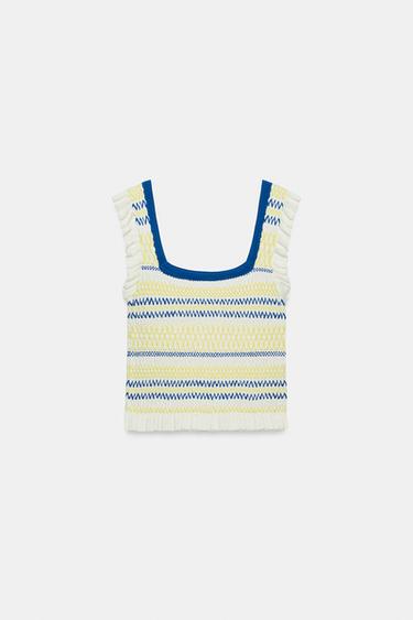 TOP RAYAS NIDO DE ABEJA - Multicolor de Zara