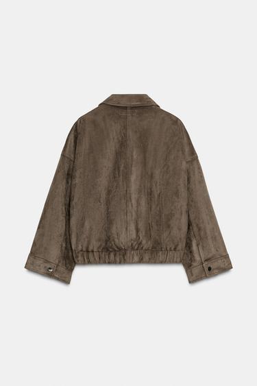 BLOUSON EFFET DAIM - Kaki foncé de Zara - Image 8
