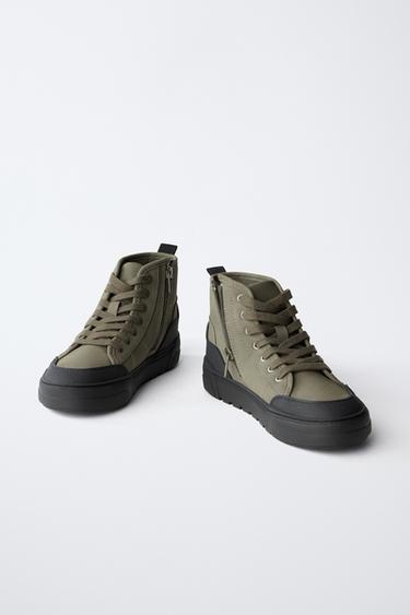 TECHNICAL HIGH-TOP SNEAKERS - Khaki Green by Zara - Image 2