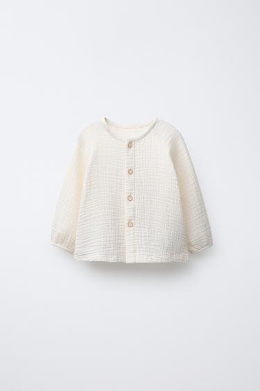 Zara COTTON GAUZE SHIRT - Ecru - Image 0