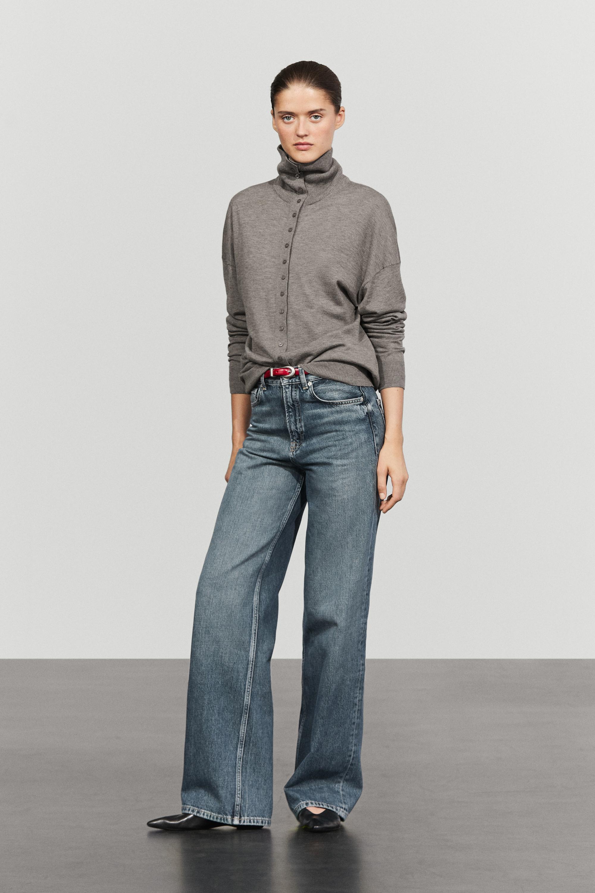 Turtleneck cardigan with button detail