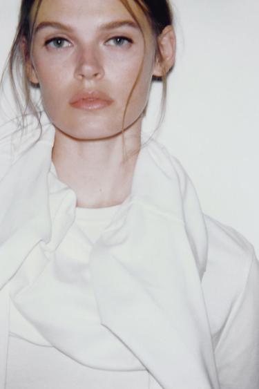 T-SHIRT EN COTON MERCERISÉ - Blanc de Zara - Image 8