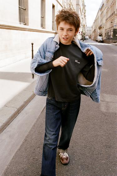 HEAVY WEIGHT EMBROIDERED SLOGAN T-SHIRT - Anthracite grey by Zara
