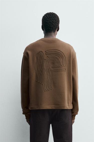 CREW NECK RIBBON SWEATSHIRT - Leather by Zara