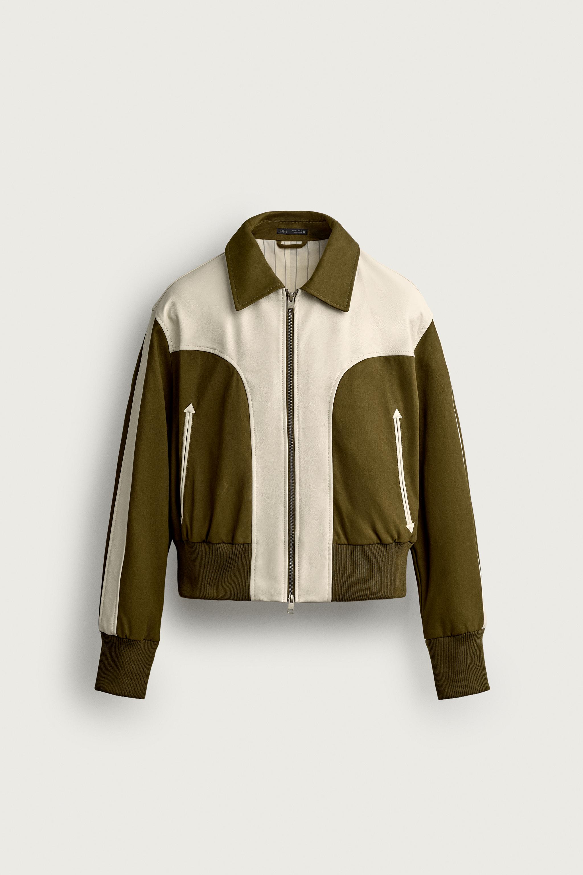 CONTRAST FAUX LEATHER JACKET