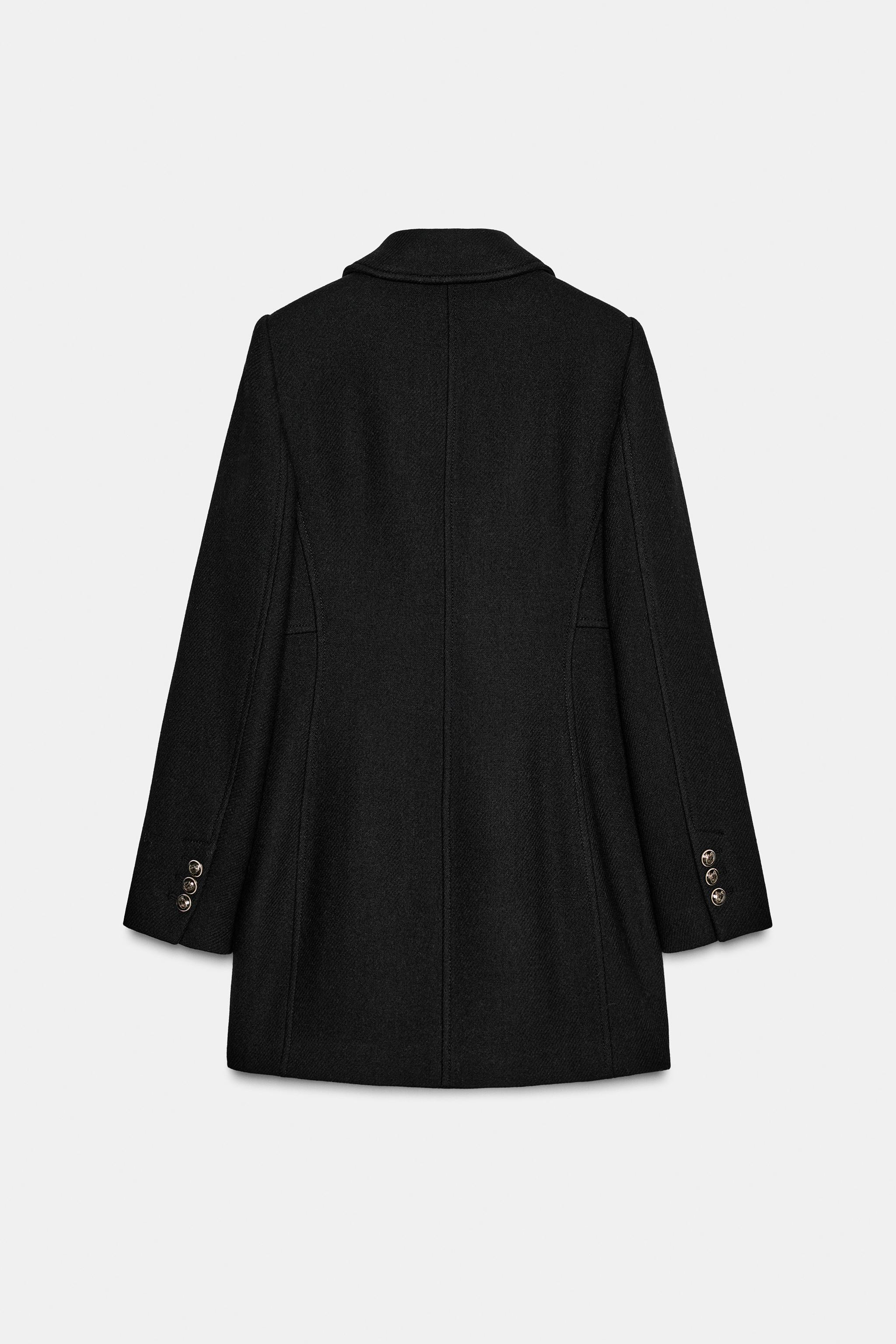 ウール混紡ショート丈ダブルブレストコート - ブラック | ZARA