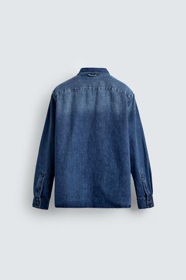 WASHED DENIM SHIRT - Mid-blue by Zara - Image 7
