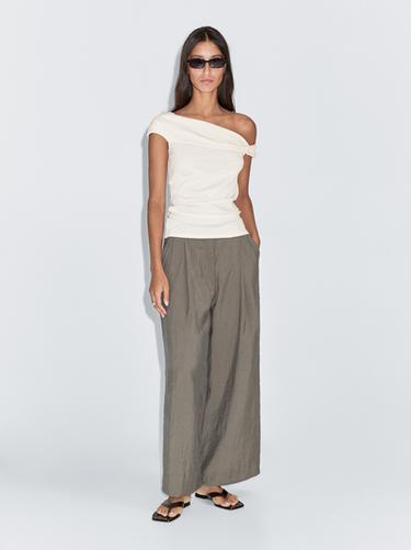 Zara Draped top with knot detail - Ecru - Image 0